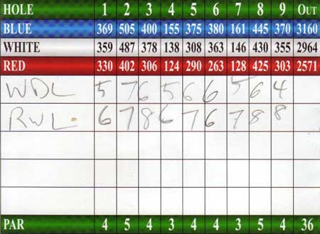 golf scorecard, 2010.02.27